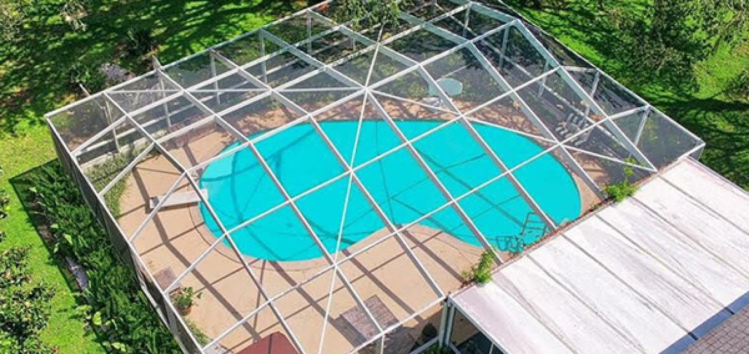 Cool aerial picture of a customer’s pool enclosure!